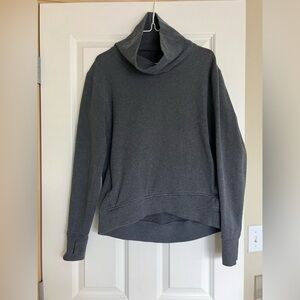 Lululemon grey cowl neck sweatshirt with cross over hem size 8